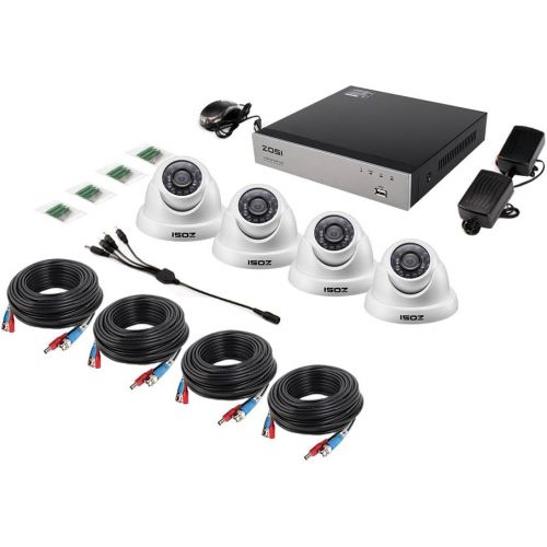  [아마존 핫딜] [아마존핫딜]ZOSI 1080P Aussen UEberwachungssystem 8CH 1080N TVI DVR Recorder mit 4 Outdoor Weiss Dome 1080P Video UEberwachungskamera Set Haussicherheit System Ohne Festplatte, Wetterfest