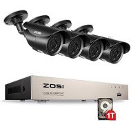 ZOSI 8 Channel 1080P Video Security System with 1TB Hard Drive and (4) 2.0MP Weatherproof Bullet Cameras with 120ft Night Vision