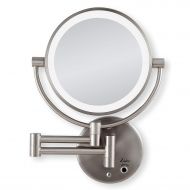 Visit the Zadro Store Zadro LED Lighted Dual-Sided 5X/1X Magnification Wall Mount Bathroom Beauty Makeup Mirror, Satin Nickel