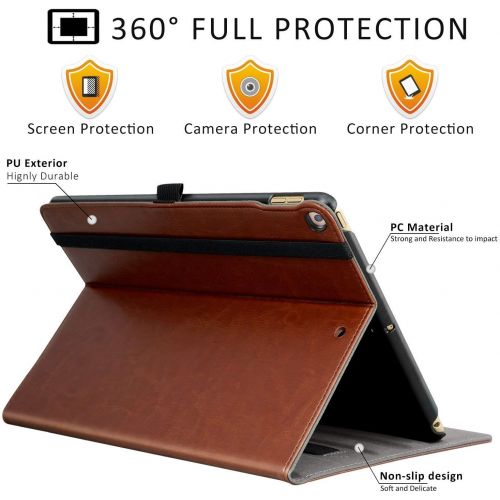  [아마존베스트]Ztotop New IPad 9.7 Inch 2018/2017 Case,Premium PU Leather Business Slim Folding Stand Folio Cover with Auto Wake/Sleep,Pencil Holder and Multiple Viewing Angles,Brown