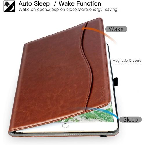  [아마존베스트]Ztotop New IPad 9.7 Inch 2018/2017 Case,Premium PU Leather Business Slim Folding Stand Folio Cover with Auto Wake/Sleep,Pencil Holder and Multiple Viewing Angles,Brown