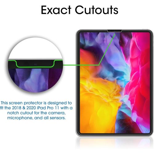  [아마존베스트]AmFilm amFilm Glass Screen Protector for iPad Pro 11 inch (2 Pack), Tempered Glass, Ultra Sensitive, Face ID and Apple Pencil Compatible