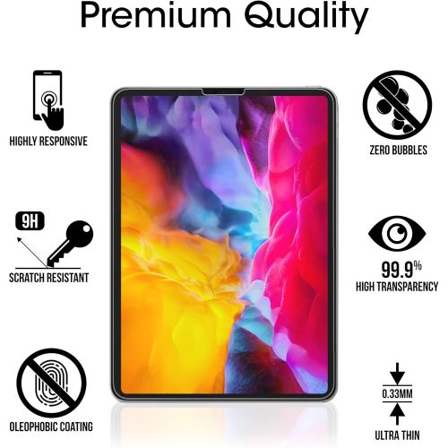  [아마존베스트]AmFilm amFilm Glass Screen Protector for iPad Pro 11 inch (2 Pack), Tempered Glass, Ultra Sensitive, Face ID and Apple Pencil Compatible