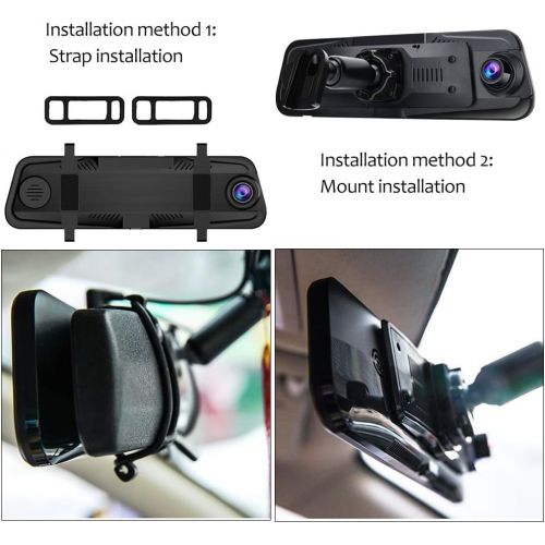  [아마존베스트]Awesafe AWESAFE Mirror Dash Cam 10 Inch Touch Screen 1080P Rear View Mirror Camera Front and Rear Dual Lens Backup Camera with G Sensor 24 Hours Parking Monitor