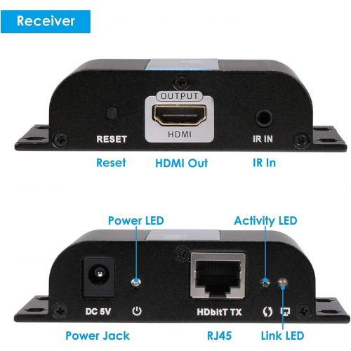  Gofanco gofanco 395ft 1080p HDMI Extender Over IP Kit - 1 to Many or Over Single Cat5eCat6Cat7 Cable with Remote IR Control - Up to 395 feet (120m) Full HD 1080p (TX&RX Kit, Part# HDBitT