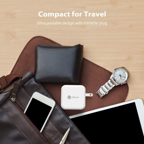  [아마존베스트]IClever iClever USB Wall Charger, BoostCube 24W Dual Port Charger with SmartID Technology and Foldable Plug, for iPhone Xs/XS Max/XR/X/8 Plus/8/7 Plus/7/6S/6 Plus, iPad Pro Air/Mini, Samsu