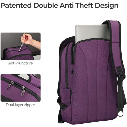  Kopack KOPACK Slim Business Laptop Backpack USB Anti ThiefTear Water Resistant Travel Computer Backpack 15.6  17Inch 5Color MagentaBlackGreyPurple