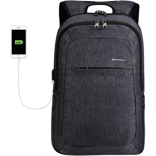  Kopack KOPACK Slim Business Laptop Backpack USB Anti ThiefTear Water Resistant Travel Computer Backpack 15.6  17Inch 5Color MagentaBlackGreyPurple