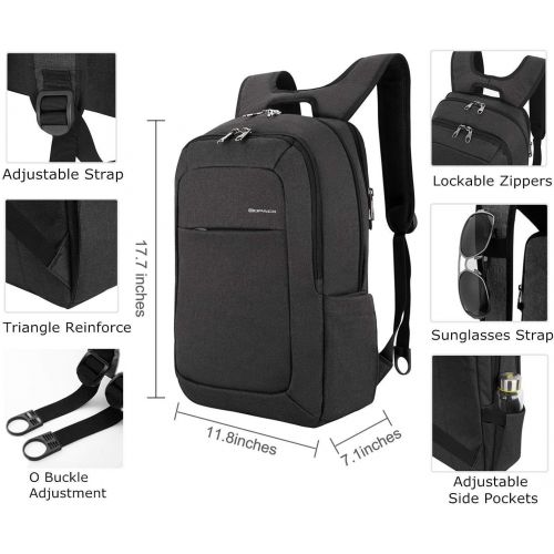  Kopack KOPACK Slim Business Laptop Backpack USB Anti ThiefTear Water Resistant Travel Computer Backpack 15.6  17Inch 5Color MagentaBlackGreyPurple