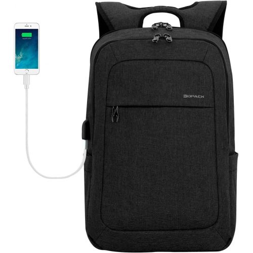  Kopack KOPACK Slim Business Laptop Backpack USB Anti ThiefTear Water Resistant Travel Computer Backpack 15.6  17Inch 5Color MagentaBlackGreyPurple