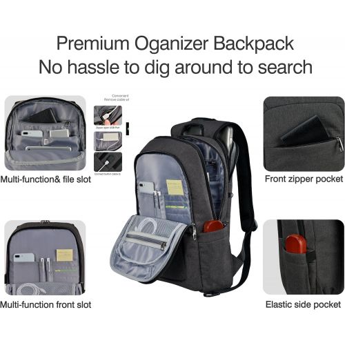  Kopack KOPACK Slim Business Laptop Backpack USB Anti ThiefTear Water Resistant Travel Computer Backpack 15.6  17Inch 5Color MagentaBlackGreyPurple