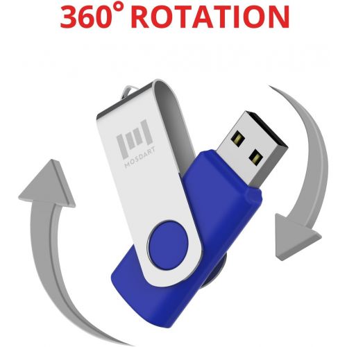  [아마존베스트]MosDART 5 X MOSDART 8GB USB2.0 Flash Drive Swivel Bulk Thumb Drives Memory Sticks Jump Drive Zip Drive with Led Indicator,Black/Blue/Red/White/Green(8GB,5pack Mix Color)