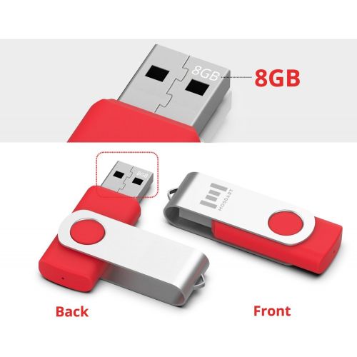  [아마존베스트]MosDART 5 X MOSDART 8GB USB2.0 Flash Drive Swivel Bulk Thumb Drives Memory Sticks Jump Drive Zip Drive with Led Indicator,Black/Blue/Red/White/Green(8GB,5pack Mix Color)