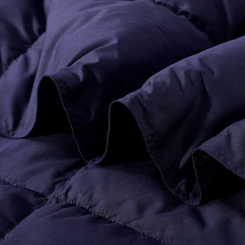  Puredown puredown All Season Goose Down Windproof Sport Blanket with DownProof Peach Skin Fabric Packable Throw Navy 50 x 70