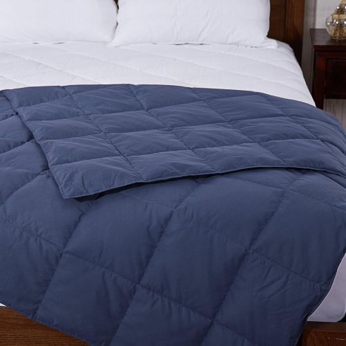  Puredown puredown All Season Goose Down Windproof Sport Blanket with DownProof Peach Skin Fabric Packable Throw Navy 50 x 70