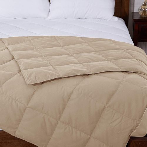  Puredown puredown Natural Down Packable Throw Sport Blanket for Indoor Home and Outdoor use Peach Skin Fabric for Downproof Khaki 50 70