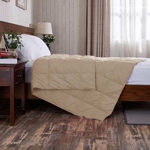  Puredown puredown Natural Down Packable Throw Sport Blanket for Indoor Home and Outdoor use Peach Skin Fabric for Downproof Khaki 50 70