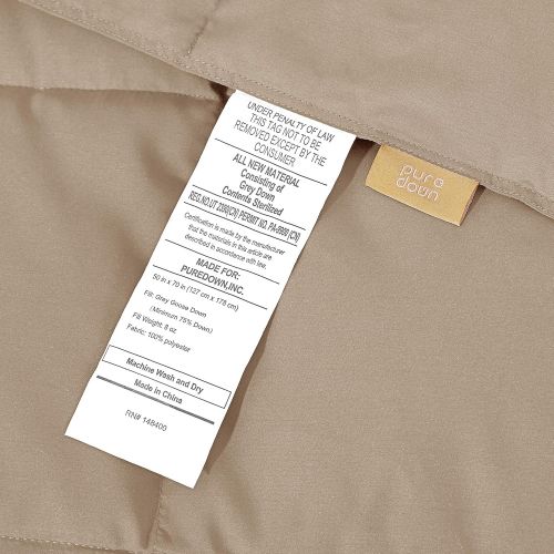  Puredown puredown Natural Down Packable Throw Sport Blanket for Indoor Home and Outdoor use Peach Skin Fabric for Downproof Khaki 50 70