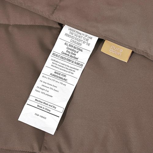  Puredown puredown Natural Down Packable Throw Sport Blanket for Indoor Home and Outdoor use Peach Skin Fabric for Downproof Khaki 50 70