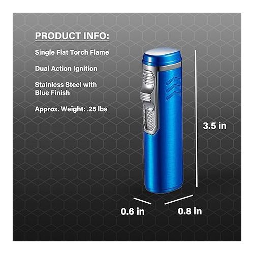  Personalized Visol Legion Butane Torch Lighter Single Flame Refillable Gas Lighter, Windproof Adjustable Flame Lighter (Shipped Without Butane)