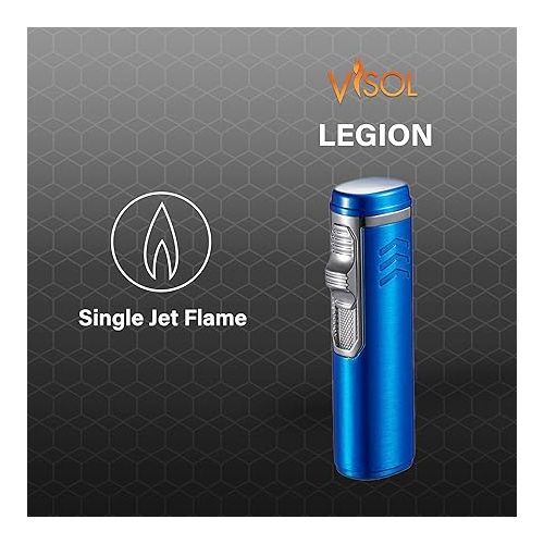  Personalized Visol Legion Butane Torch Lighter Single Flame Refillable Gas Lighter, Windproof Adjustable Flame Lighter (Shipped Without Butane)
