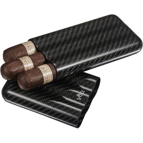  Visol Products VCASE499L Night II Carbon Fiber Large Cigar Case - 2 Finger