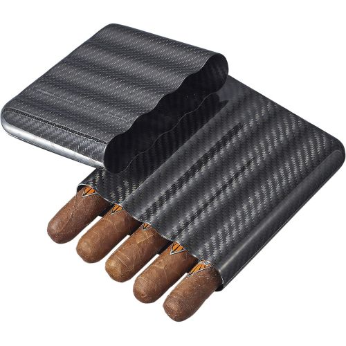  Visol Products VCASE499L Night II Carbon Fiber Large Cigar Case - 2 Finger