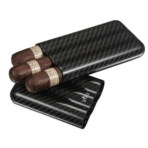  Visol Products VCASE498L Night II Carbon Fiber Large Cigar Case - 3 Finger