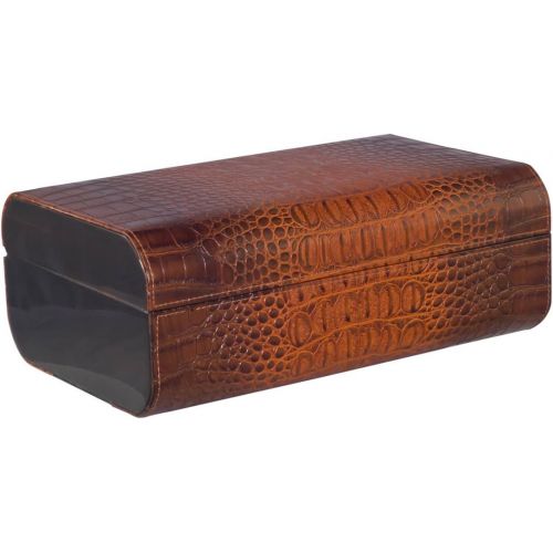  Visol Sobek Brown Leather Desktop Humidor, 10 Cigars