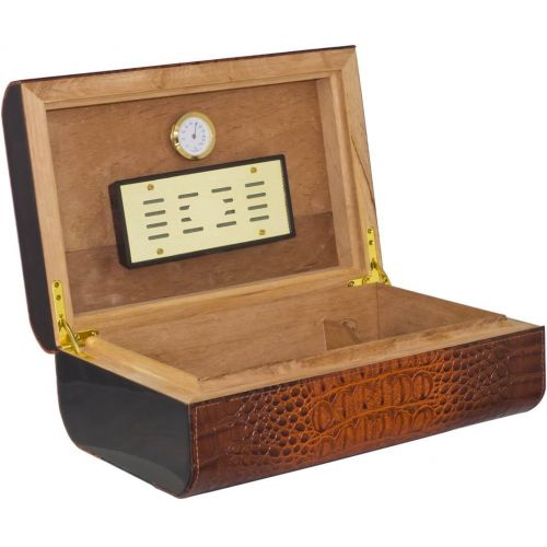  Visol Sobek Brown Leather Desktop Humidor, 10 Cigars