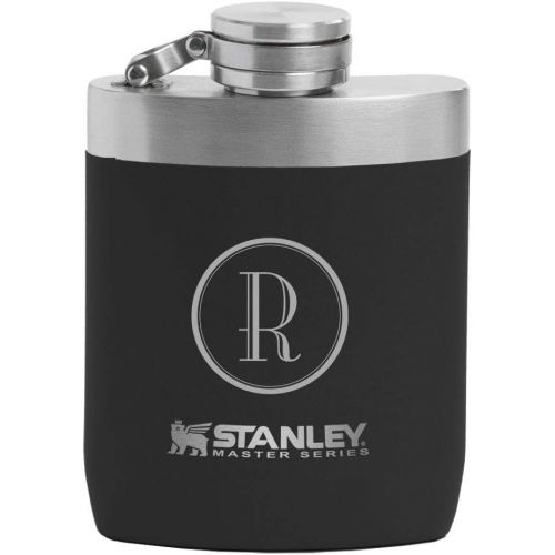  Visol Personalized Stanley Master Series 8oz. Flask with free laser engraving of initial (Matte Black)