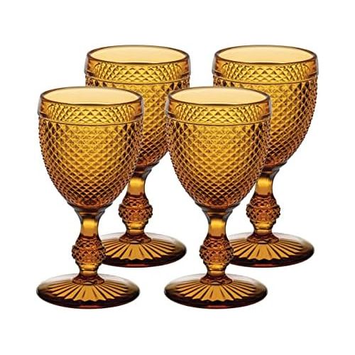  [아마존베스트]Vista Alegre Bicos Amber All Purpose Goblets, Set of 4,