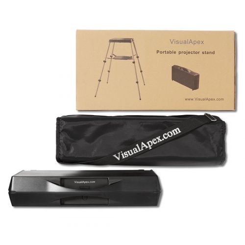  Visual Apex Portable Projector Table Stand with Shelf & Projector Carry Bag, Adjustable 18.5” to 44” high