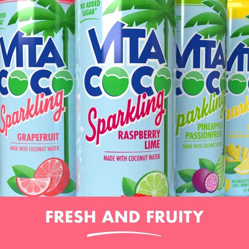  [아마존 핫딜] [아마존핫딜]Vita Coco Sparkling Coconut Water, Pineapple Passionfruit, Low Calorie Naturally Hydrating Electrolyte Drink - Smart Alternative to Juice, Soda, and Seltzer, Gluten Free, 12 Fl Oz,