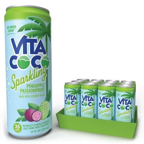  [아마존 핫딜] [아마존핫딜]Vita Coco Sparkling Coconut Water, Pineapple Passionfruit, Low Calorie Naturally Hydrating Electrolyte Drink - Smart Alternative to Juice, Soda, and Seltzer, Gluten Free, 12 Fl Oz,