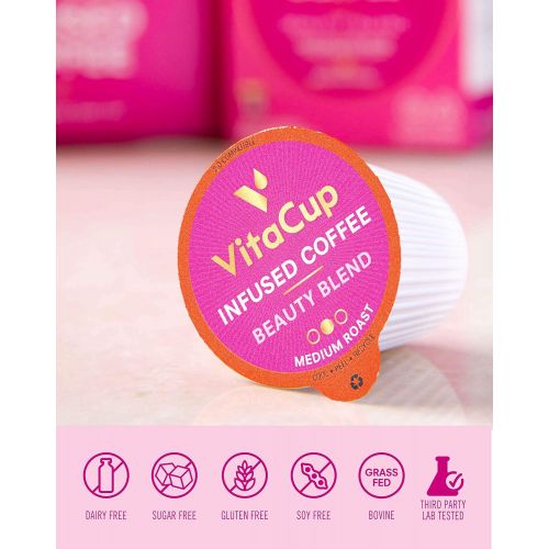  [아마존핫딜][아마존 핫딜] VitaCup Beauty Blend Coffee Pods 64ct | Collagen, Biotin & Cinnamon | Hair, Skin & Nail Health | Keto & Paleo Friendly | B Vitamins | Compatible with K-Cup Brewers Including Keurig