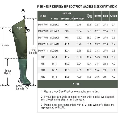  [아마존베스트]FISHINGSIR Hip Waders Fishing Trousers Watts Fish Pond Rubber PVC Nylon River Feet 38-46