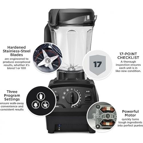 바이타믹스 Vitamix Explorian Blender with Programs, Professional-Grade, 64 oz. Low-Profile Container, Slate (Renewed Premium)