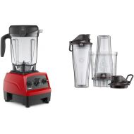 Vitamix Explorian Blender, Professional-Grade, 64 oz. Low-Profile Container, Red (Renewed Premium) & Personal Cup Adapter - 61724