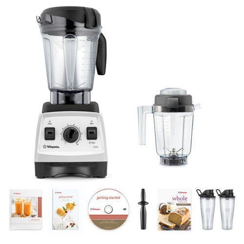 바이타믹스 Vitamix 7500 Blender Super Package, with 32oz Dry Grains Jar and 2- 20oz To-Go Cups (White)