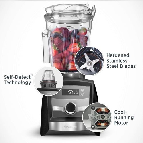 바이타믹스 Vitamix A3300 Ascent Series Smart Blender, Professional-Grade, 64 oz. Low-Profile Container, Black Diamond, Full Size & Ascent Series Container, 48 oz. with SELF-DETECT