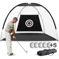 [아마존베스트]Vitchelo Golf Practice Net for Kids & Adults, Storage Bag - Portable (6.5 x 9.8 Feet) Driving Range with Bullseye & 5 Golf Balls - Indoor/Outdoor Hitting Net for Backyard Heavy Dut