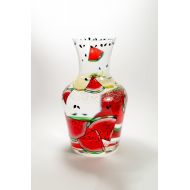 /Vitraaze Glass Drink Pitcher, Watermelon Design, Water Pitchers Summer Outdoors Painted Carafe Lemonade Party
