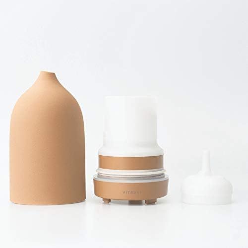  Vitruvi Stone Diffuser, Hand-Crafted Ultrasonic Essential oil Diffuser for Aromatherapy, Ceramic, White, 1 Count