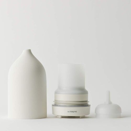  Vitruvi Stone Diffuser, Hand-Crafted Ultrasonic Essential oil Diffuser for Aromatherapy, Ceramic, White, 1 Count