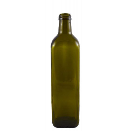  VittleItaly Marasca Green Glass Bottle Container, Square Base, 25.36 fl.oz (750ml) Capacity (Pack of 2) [ Italian Import ]