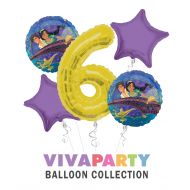 Aladdin and The Magic Lamp Happy Birthday Balloon Bouquet 5 pc, 6th Birthday, | Viva Party Balloon Collection
