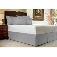 Vivacious Cotton Bedding Vivacious Collection Hotel Quality 800TC Split Corner Bed Skirt 17 Drop Length 100% Egyptian Cotton Bedskirt Full Size Silver Grey Striped