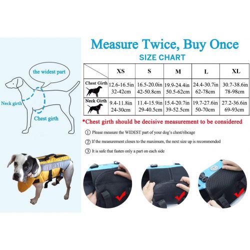  Vivaglory Dog Life Jackets with Extra Padding Pet Safety Vest for Dogs Lifesaver Preserver