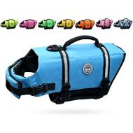 Vivaglory Ripstop Dog Life Jackets, Reflective & Adjustable Preserver Vest with Enhanced Buoyancy & Rescue Handle for Swimming Boating & Canoeing